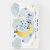 Banderoles Au-dessus de la lune, Baby shower d'aquarelle bleu (Vertical)