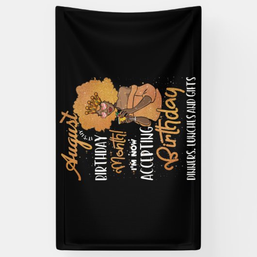 Banderoles August It's My Birthday Black August Leo Virgo (Vertical)