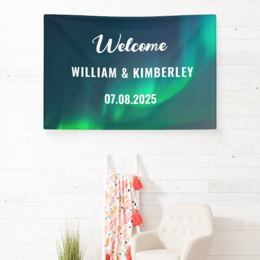Banderoles Aurora Borealis Northern Lights Green Mariage Bann (Insitu)