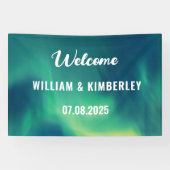 Banderoles Aurora Borealis Northern Lights Mariage vert (Horizontal)