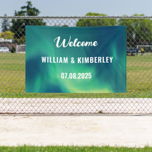 Banderoles Aurora Borealis Northern Lights Mariage vert (Insitu)