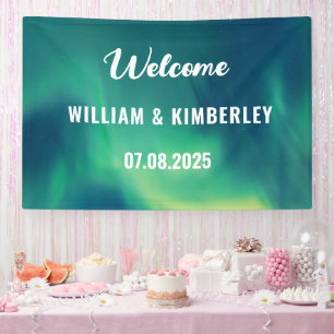 Banderoles Aurora Borealis Northern Lights Mariage vert
