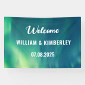 Banderoles Aurora Borealis Northern Lights Mariage vert (Horizontal)