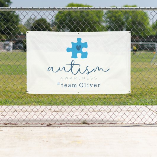 Banderoles autism awareness blue puzzle piece #team name  (En situation)