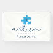 Banderoles autism awareness blue puzzle piece #team name  (Horizontal)