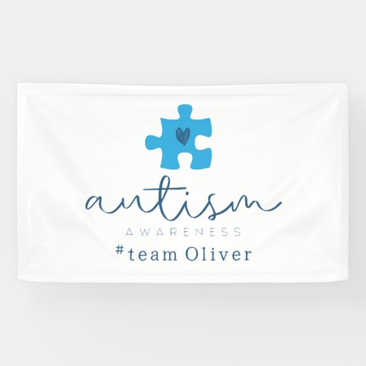 Banderoles autism awareness blue puzzle piece #team name (Horizontal)