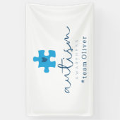 Banderoles autism awareness blue puzzle piece #team name (Vertical)