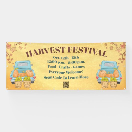 Banderoles Automne Automne Citrouille QR Code Harvest Festiva (Horizontal)