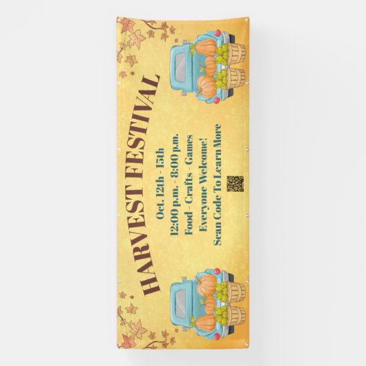 Banderoles Automne Automne Citrouille QR Code Harvest Festiva (Verticale)