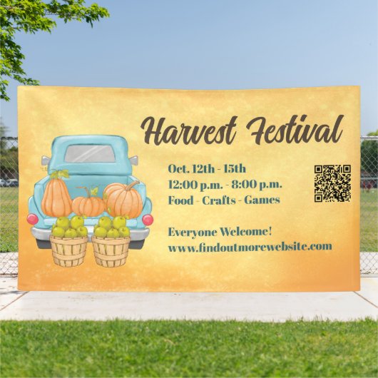 Banderoles Automne Citrouille QR Code Automne Harvest Festiva (Dehors)