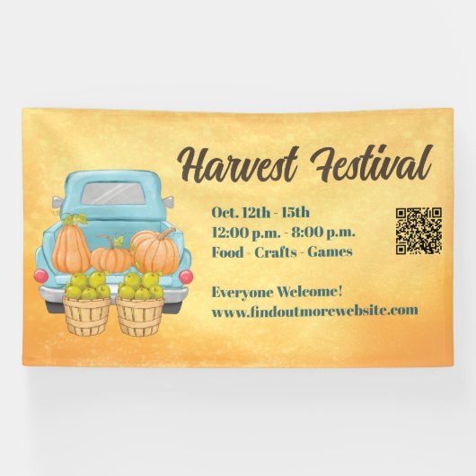 Banderoles Automne Citrouille QR Code Automne Harvest Festiva (Horizontal)