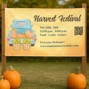 Banderoles Automne Citrouille QR Code Automne Harvest Festiva