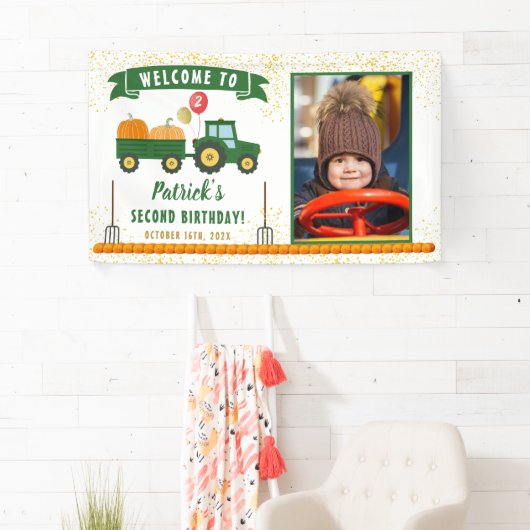 Banderoles Automne Citrouille Tracteur Automne Anniversaire B (En situation)