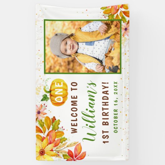 Banderoles Automne Feuilles Citrouille Automne Anniversaire P (Vertical)