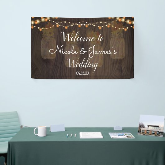 Banderoles Automne Feuilles Jar Lumière Bois Arrière - plan M (Salon professionnel)