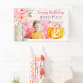 Banderoles Automne Floral Citrouille fille's Custom Birthday (En situation)