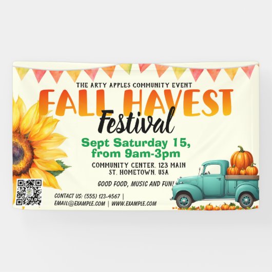 Banderoles Automne Harvest Festival qr code (Horizontal)