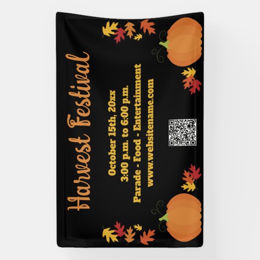 Banderoles Automne Moisson Automne QR Code Citrouille Festiva (Verticale)