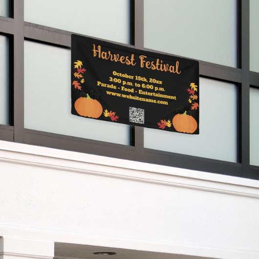 Banderoles Automne Moisson Automne QR Code Citrouille Festiva (Bâtiment extérieur)