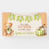 Banderoles Automne Plaid Teddy Bear Citrouille Feuilles (Horizontal)
