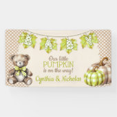 Banderoles Automne Plaid Teddy Bear Citrouille Feuilles (Horizontal)
