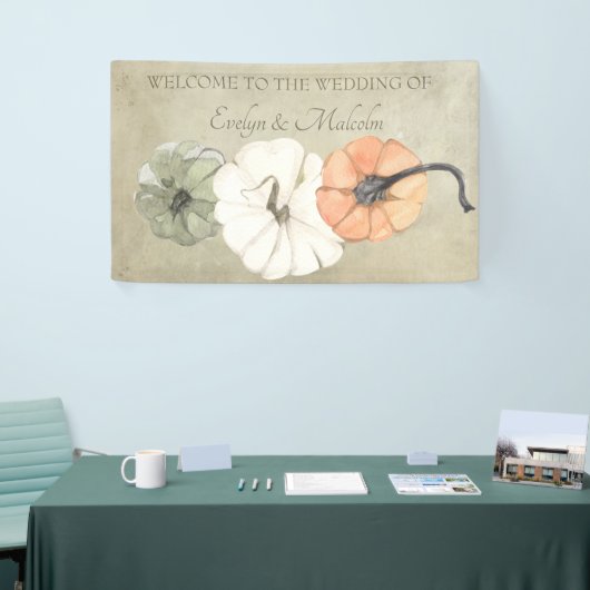 Banderoles Automne Rustique Automne Blanc, Orange Citrouille  (Salon professionnel)