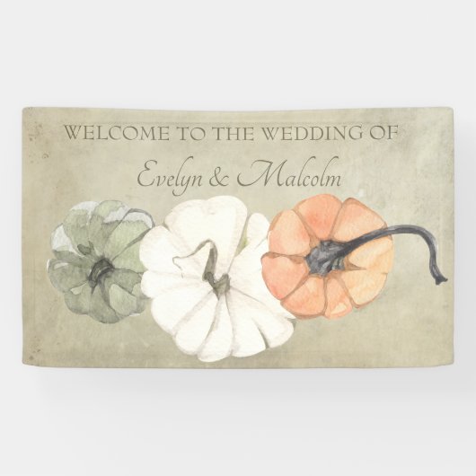 Banderoles Automne Rustique Automne Blanc, Orange Citrouille  (Horizontal)