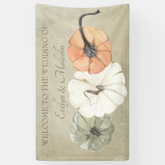 Banderoles Automne Rustique Automne Blanc, Orange Citrouille  (Vertical)