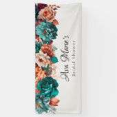 Banderoles Automne Turquoise et Terracotta Peony Fête des mar (Vertical)