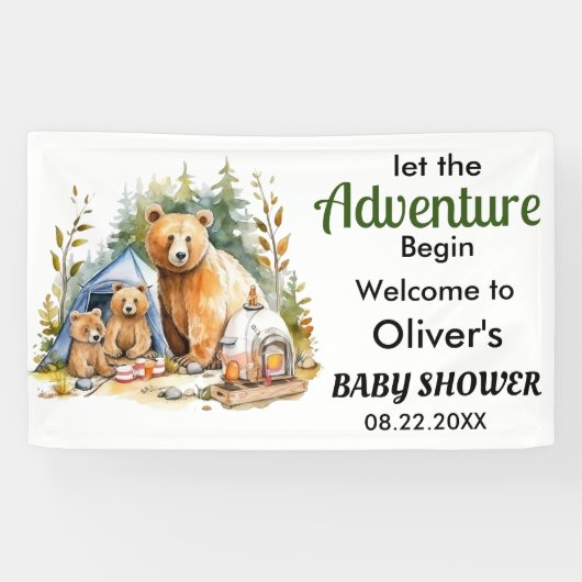 Banderoles Aventure Commencer le Baby shower forestier (Horizontal)