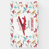 Banderoles Avion Enfants 1er anniversaire Fête heure vols (Vertical)