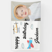 Banderoles Avion et hélicoptère photo Joyeux anniversaire (Vertical)