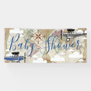 Banderoles Avions et Baby shower de carte du monde Vintage