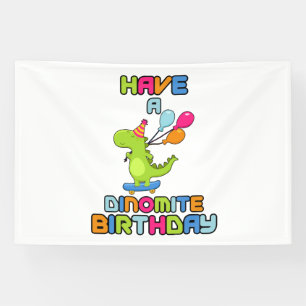 Banderoles Avoir Un Anniversaire Dinomite 4x6 Vinyl Banner