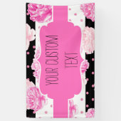 Banderoles B&W Horizontal Stripes Points Rose Floral Annivers (Vertical)