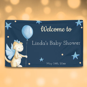 Banderoles Baby Dragon Bienvenue au Baby shower Navy Blue