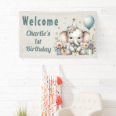 Banderoles Baby Elephant 1er anniversaire (En situation)