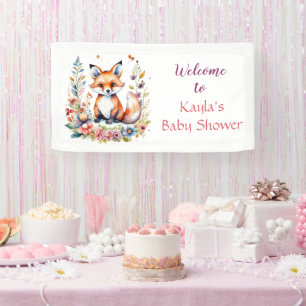 Banderoles Baby Fox in Flowers Baby shower d'accueil