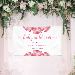 Banderoles Baby in Bloom Baby shower Accueil fond rose