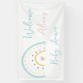 Banderoles Baby shower à arc arc arc-en-ciel pastel (Vertical)