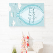 Banderoles Baby shower à ballon à air chaud bleu (Insitu)