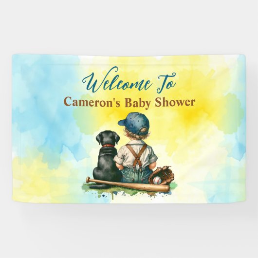 Banderoles Baby shower À Thème Personnalisé De Baseball (Horizontal)