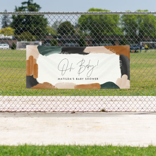 Banderoles Baby shower abstrait en terre cuite verte b (En situation)