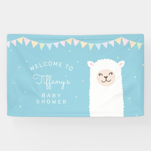 Banderoles Baby shower Alpaca Llama simple et élégant (Horizontal)