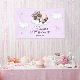 Banderoles Baby shower animal doux Raccoon Bienvenue