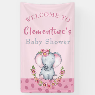 Banderoles Baby shower animal rose jote Elephant Bienvenue