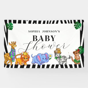 Banderoles Baby Shower Animaux de Safari Noir et Blanc Modern