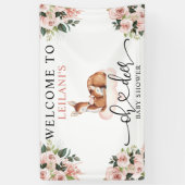 Banderoles Baby shower Aquarelle Oh Cerf Rose Floral Bienvenu (Vertical)