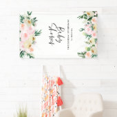 Banderoles Baby shower aquarelle pêche rose script floral (En situation)