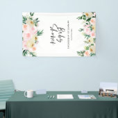 Banderoles Baby shower aquarelle pêche rose script floral (Salon professionnel)